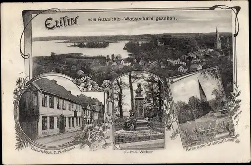 Ak Eutin in Ostholstein,Panorama, Geburtshaus C.M.v. Webber, Panorama