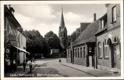 Ak Leck in Nordfriesland, Bahnhofstraße, Kirche