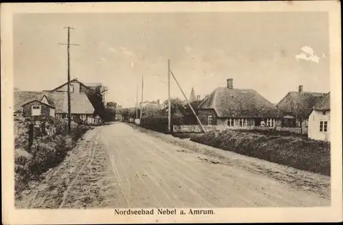 Ak Nebel auf der Insel Amrum Nordfriesland, Straßenpartie