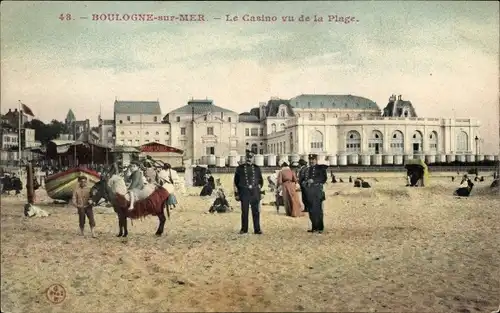 Ak Boulogne sur Mer Pas de Calais, Le Casino vu de la Plage