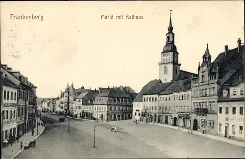 Ak Frankenberg an der Zschopau Sachsen, Marktplatz, Rathaus