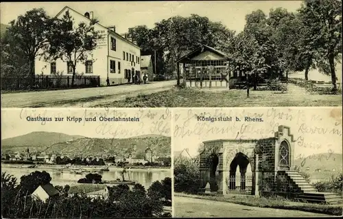 Ak Rhens am Rhein, Gasthaus zur Kripp, Oberlahnstein, Königsstuhl