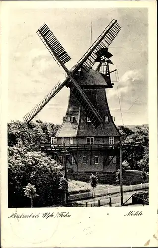 Ak Wyk auf Föhr, Blick auf eine Windmühle