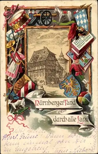 Wappen Ak Nürnberg in Mittelfranken, Nürnberger Tand geht durch alle Land, Handwerkerzeugnisse