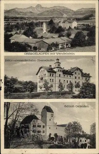 Ak Oberölkofen Grafing bei München, Gesamtansicht, Schloss, Rekonvaleszenfenheim