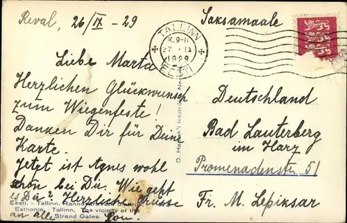 Ak Tallinn Reval Estland, Rannavärav, Strandpforte