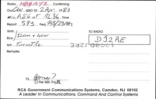 Ak QSL Funkerkarte HB0AYX, Mond, Satellit