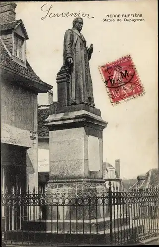 Ak Pierre Buffière Haute Vienne, Statue de Dupuytren