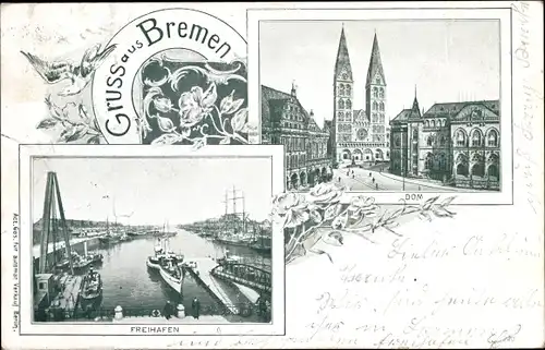 Passepartout Ak Hansestadt Bremen, Freihafen, Dom