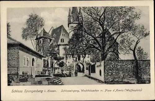 Ak Spangenberg in Hessen, Schloss, Wachthäuschen m. Waffenplatz