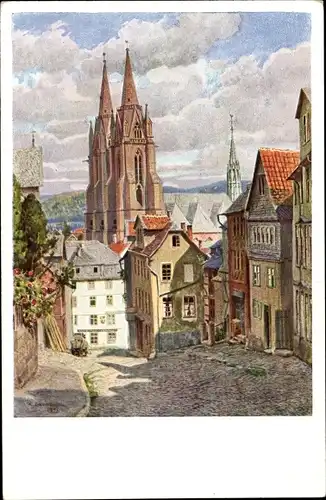 Künstler Ak K. Lindegreen, Marburg, Am Roten Graben, Nr. 3