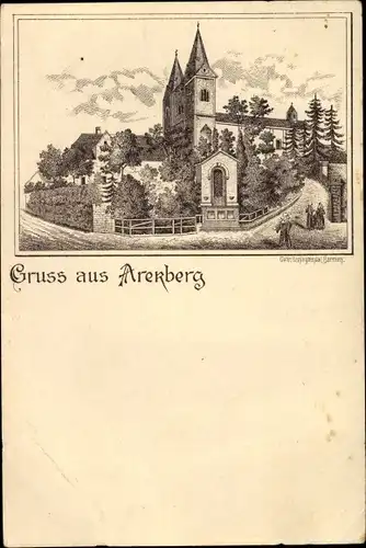 Litho Arenberg Koblenz in Rheinland Pfalz, Wallfahrtskirche St. Nikolaus