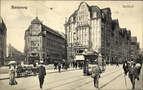 Ak Hamburg Mitte Altstadt, Barkhof, Straßenbahn Linie 1