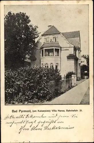 Ak Bad Pyrmont in Niedersachsen, Villa Hansa, Bahnhofstr. 21