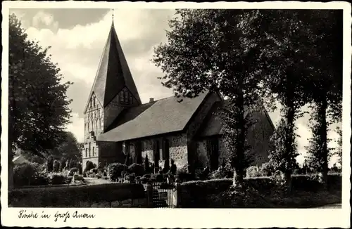 Ak Groß Quern Steinbergkirche in Angeln, Kirche