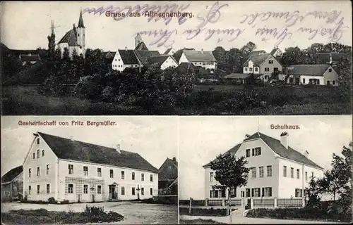 Ak Althegnenberg in Oberbayern, Gesamtansicht, Gastwirtschaft, Schulhaus