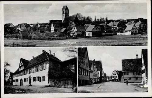 Ak Gärtringen in Württemberg, Gesamtansicht, Kirche, Schloss, Straße beim Rathaus