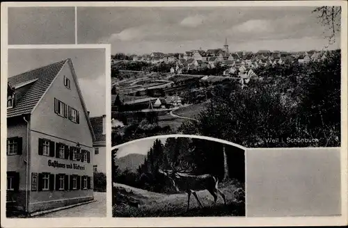 Ak Weil im Schönbuch Baden Württemberg, Gasthaus zum Hirsch, Bäckerei, Gesamtansicht