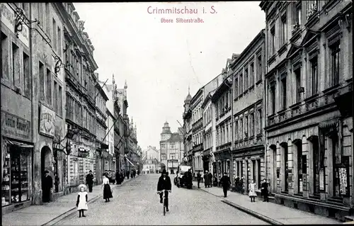 Ak Crimmitschau in Sachsen, Obere Silberstraße, Geschäfte