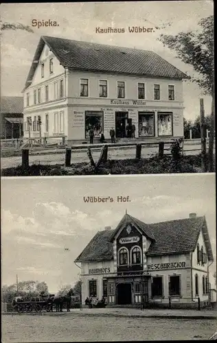 Ak Spieka Nordholz Wurster Nordseeküste, Kaufhaus Wübber, Bahnhofsrestauration Wübbers Hof
