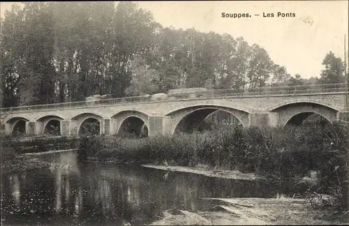 Ak Souppes Seine et Marne, Les Ponts