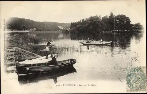 Ak Thomery Seine et Marne, Vue sur la Seine