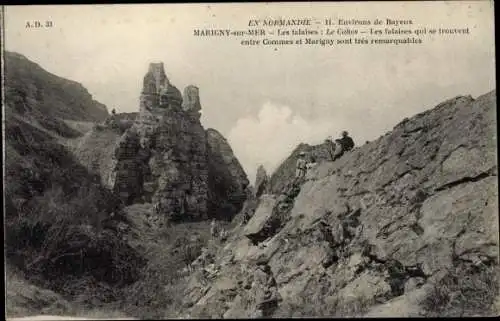 Ak Marigny sur Mer Bayeux Calvados, Les falaises, Le Cahos