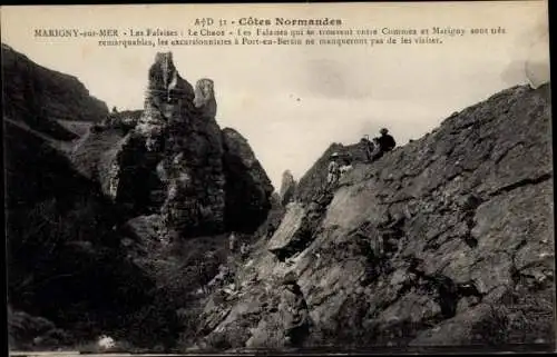 Ak Marigny sur Mer Calvados, Les Falaises, Le Chaos