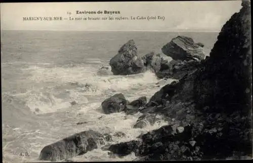 Ak Marigny sur Mer Bayeux Calvados, La mer, Les rochers, Le Cahos