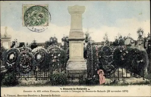 Ak Beaune la Rolande Loiret, Ossuaire de 402 soldats Francais