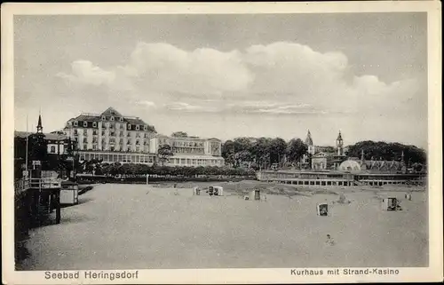Ak Ostseebad Heringsdorf Usedom, Kurhaus mit Strand und Kasino