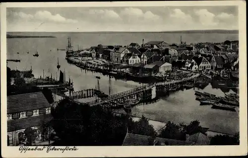 Ak Ostseebad Eckernförde, Blick auf den Ort, Brücke