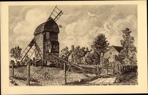 Künstler Ak Berlin Steglitz Lichterfelde, Windmühle