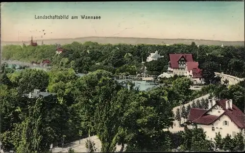 Ak Berlin Zehlendorf Wannsee, Landschaftsbild am See