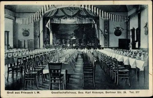Ak Friesack in der Mark, Gesellschaftshaus, Innenansicht, Berliner Straße 29