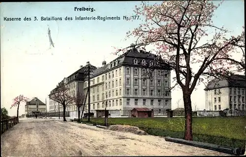 Ak Freiberg im Kreis Mittelsachsen, Kaserne des 3. Bataillons des Infanterie Regiments Nr. 177