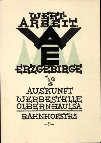 Ak Olbernhau im Erzgebirge, Wertarbeit Erzgebirge, Werbestelle, Bahnhofstraße 5