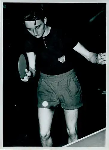 Foto Tischtennis Turnier Oberliga, Hauschmann, Motor Zeiß Jena gegen Motor Mitte Berlin, 1954