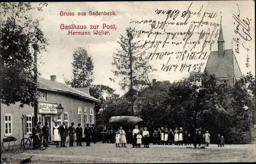 Ak Sadenbeck Pritzwalk in der Prignitz, Gasthaus zur Post, Kirche