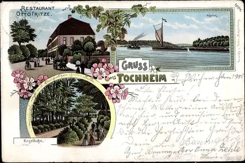 Litho Tochheim an der Elbe Hohenlepte Zerbst in Anhalt, Restaurant, Kegelbahn, Hafen