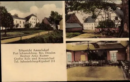 Ak Ammelsdorf Dippoldiswalde im Erzgebirge, Gasthaus Erbgericht, Innenansicht