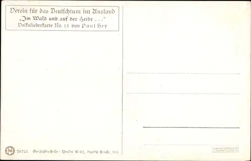 Lied Künstler Ak Hey, Paul, Volksliederkarte Nr 13, Im Wald und auf der Heide, Vogeljagd