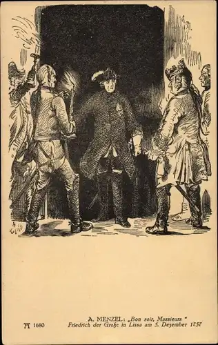 Künstler Ak Menzel, A., Friedrich der Große in Lissa 1757