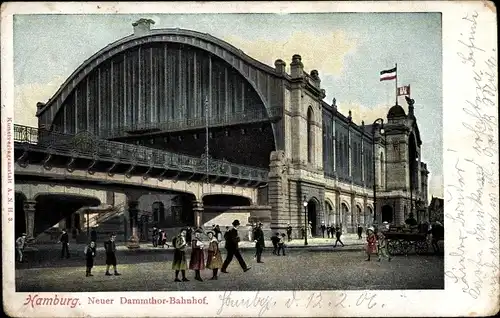Ak Hamburg, Partie am Neuen Dammthor Bahnhof, Passanten