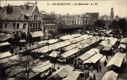 Ak Saint Quentin Aisne, Le Marche