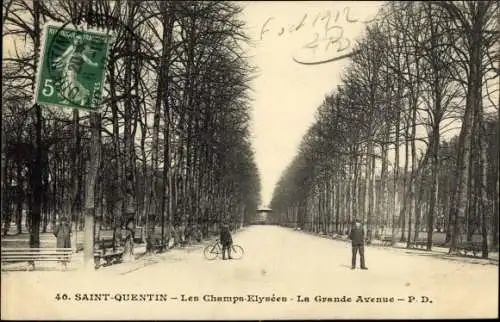 Ak Saint Quentin Aisne, Les Champs Elysees, La Grand Avenue