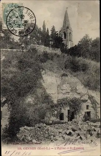 Ak Gennes Maine et Loire, Eglise, St. Eusebe