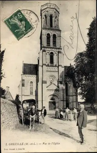 Ak Grézillé Maine et Loire, Vue de l'Eglise