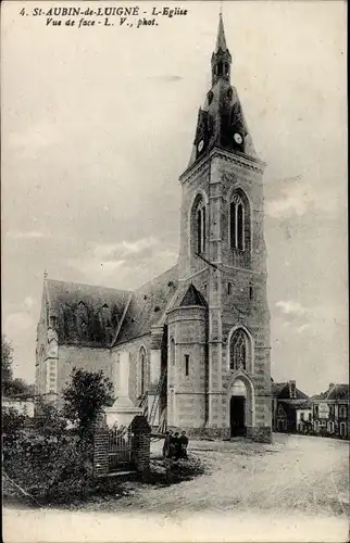 Ak Saint Aubin de Luigné Maine et Loire, L'Eglise, Vue de face