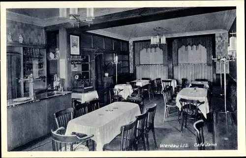 Ak Werdau an der Pleiße in Sachsen, Cafe Jahn, Innenansicht, Markt 3, Erich Förster